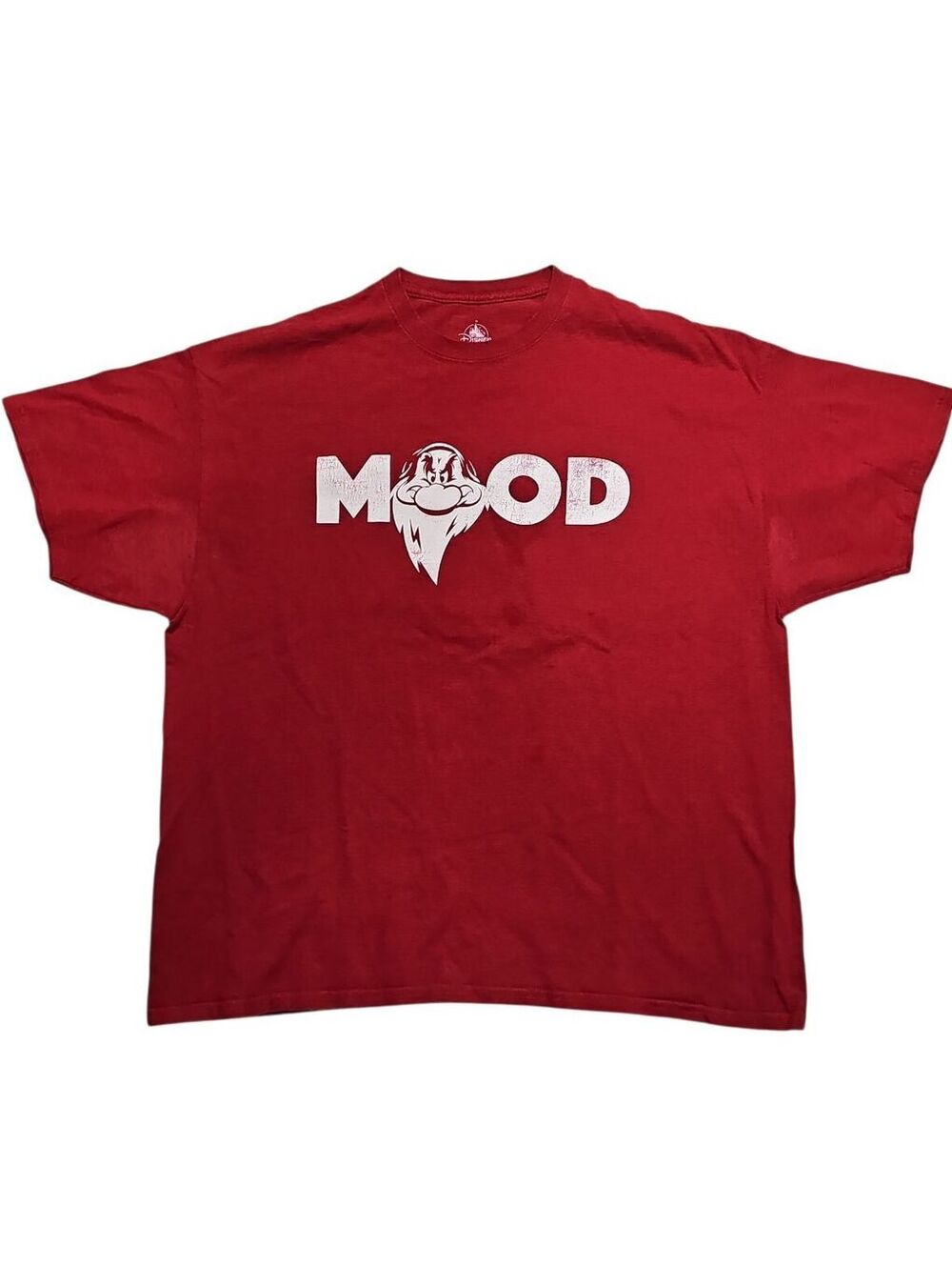 Disney Grumpy XXL MOOD Graphic Heavy Shirt Red – Armpit & Front Stains - Read